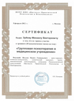 Зубов Михаил Викторович (Сертификат №4)